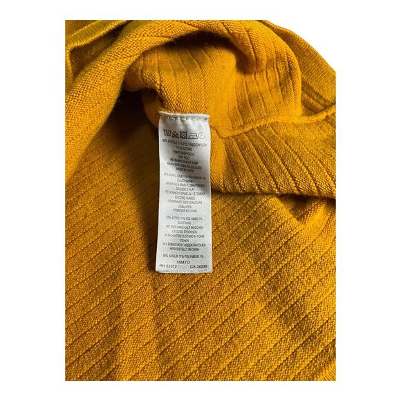 French Connection Mustard Yellow Mock Neck Sweater Small Ribbed Long Sleeve Cozy - Picture 9 of 9